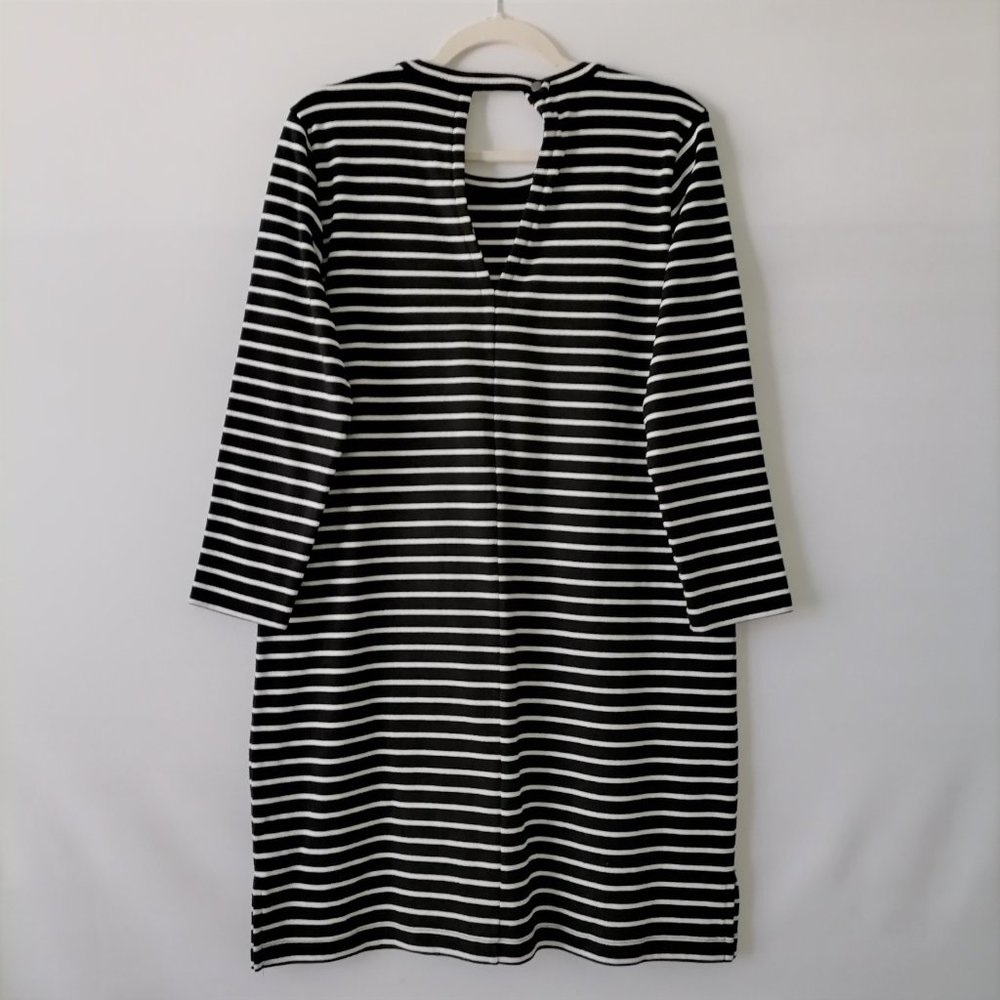 Madewell Womens Black & White 3/4 Sleeve Round Neck Striped T-Shirt Dress Size L - Picture 2 of 7